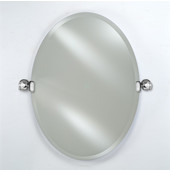  Radiance Collection 18'' Diameter x 26'' H Oval Frameless Beveled Wall Mirror with Decorative Satin Nickel Transitional Tilt Brackets, Sold as Pair