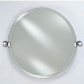  Radiance 24'' Diameter Round Frameless 1'' Beveled Wall Mirror with Satin Brass Transitional Tilting Brackets (Pair)