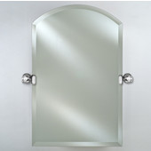  Radiance 20'' W x 30'' H Arch Top Frameless 1'' Beveled Wall Mirror with Satin Brass Transitional Tilting Brackets (Pair)