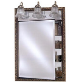  Signature Collection 24'' W x 40'' H Single Door Medicine Cabinet w/ Traditional Lights w/ Group D Finishes, Versailles, Antique Pewter, Recessed Mount, Right Hinge