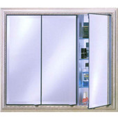  Signature Collection Triple Door Medicine Cabinet, 12 Glass Shelves, Recessed Mount, Valencia Silver, Group C, 47'' x 36''