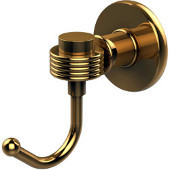  Continental Collection Robe Hook with Groovy Accents, Unlacquered Brass