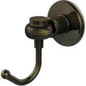  Continental Collection Robe Hook with Twist Accents, Antique Brass