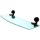  Venus Collection 18 Inch Glass Shelf with Dotted Accents, Matte Black