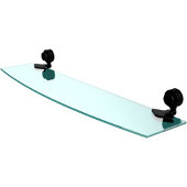  Venus Collection 24 Inch Glass Shelf with Dotted Accents, Matte Black