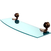 Venus Collection 18 Inch Glass Shelf with Groovy Accents, Brushed Bronze