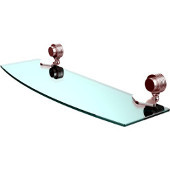  Venus Collection 18 Inch Glass Shelf with Groovy Accents, Satin Chrome
