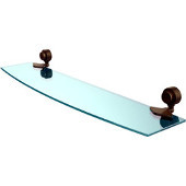  Venus Collection 24 Inch Glass Shelf with Groovy Accents, Antique Brass