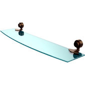  Venus Collection 24 Inch Glass Shelf with Groovy Accents, Brushed Bronze