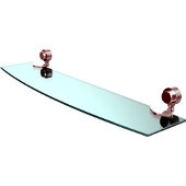  Venus Collection 24 Inch Glass Shelf with Groovy Accents, Polished Chrome