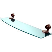  Venus Collection 24 Inch Glass Shelf with Groovy Accents, Antique Pewter