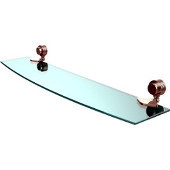  Venus Collection 24 Inch Glass Shelf with Groovy Accents, Polished Nickel