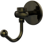  Satellite Orbit One Robe Hook with Twisted Accents, Antique Brass