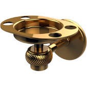  Satellite Orbit One Tumbler and Toothbrush Holder with Twisted Accents, Unlacquered Brass