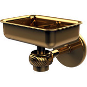  Satellite Orbit One Wall Mounted Soap Dish with Twisted Accents, Unlacquered Brass
