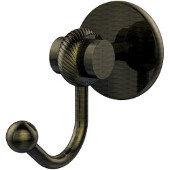  Satellite Orbit Two Collection Robe Hook with Twisted Accents, Antique Brass