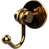  Satellite Orbit Two Collection Robe Hook with Twisted Accents, Unlacquered Brass