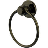  Mercury Collection Towel Ring with Groovy Accent, Antique Brass