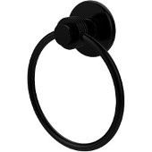  Mercury Collection Towel Ring with Groovy Accent, Matte Black