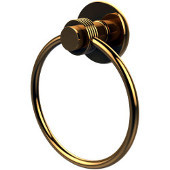  Mercury Collection Towel Ring with Groovy Accent, Unlacquered Brass