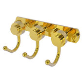  Mercury Collection 3-Position Multi Hook with Smooth Accent in Polished Brass, 8'' W x 4'' D x 3-3/16'' H