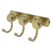 Mercury Collection 3-Position Multi Hook with Smooth Accent in Satin Brass, 8'' W x 4'' D x 3-3/16'' H
