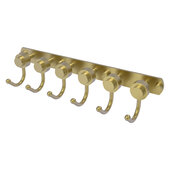  Mercury Collection 6-Position Tie and Belt Rack with Smooth Accent in Satin Brass, 15-1/2'' W x 4'' D x 3-3/16'' H