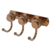  Mercury Collection 3-Position Multi Hook with Dotted Accent in Brushed Bronze, 8'' W x 4'' D x 3-3/16'' H