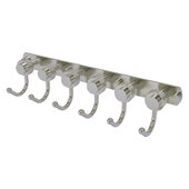  Mercury Collection 6-Position Tie and Belt Rack with Grooved Accent in Satin Nickel, 15-1/2'' W x 4'' D x 3-3/16'' H