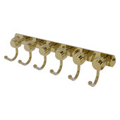  Mercury Collection 6-Position Tie and Belt Rack with Grooved Accent in Unlacquered Brass, 15-1/2'' W x 4'' D x 3-3/16'' H