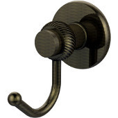  Mercury Collection Robe Hook with Twisted Accents, Antique Brass