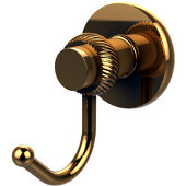  Mercury Collection Robe Hook with Twisted Accents, Polished Brass