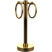  Vanity Top 2 Towel Ring Guest Towel Holder with Groovy Accents, Unlacquered Brass