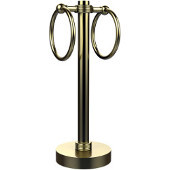  Vanity Top 2 Towel Ring Guest Towel Holder with Groovy Accents, Satin Brass