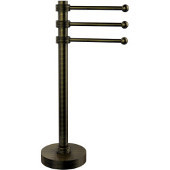  Vanity Top 3 Swing Arm Guest Towel Holder with Groovy Accents, Antique Brass