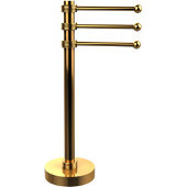  Vanity Top 3 Swing Arm Guest Towel Holder with Groovy Accents, Polished Brass