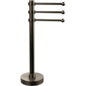  Vanity Top 3 Swing Arm Guest Towel Holder with Groovy Accents, Antique Pewter