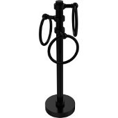 Vanity Top 3 Towel Ring Guest Towel Holder with Groovy Accents, Matte Black