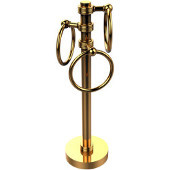  Vanity Top 3 Towel Ring Guest Towel Holder with Groovy Accents, Unlacquered Brass