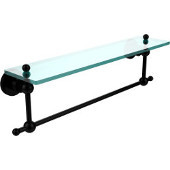  Astor Place 22 Inch Glass Vanity Shelf with Integrated Towel Bar, Matte Black