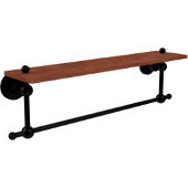  Astor Place Collection 22 Inch Solid IPE Ironwood Shelf with Integrated Towel Bar, Matte Black