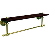  Astor Place Collection 22 Inch Solid IPE Ironwood Shelf with Integrated Towel Bar, Unlacquered Brass