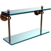  Astor Place Collection 16'' Double Glass Shelf, Premium Finish, Satin Brass