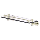  Carolina Crystal Collection 16'' Glass Shelf with Gallery Rail in Polished Nickel, 16'' W x 5-9/16'' D x 3-5/16'' H