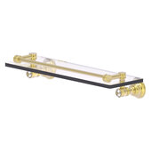  Carolina Crystal Collection 16'' Glass Shelf with Gallery Rail in Satin Brass, 16'' W x 5-9/16'' D x 3-5/16'' H