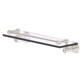  Carolina Crystal Collection 16'' Glass Shelf with Gallery Rail in Satin Nickel, 16'' W x 5-9/16'' D x 3-5/16'' H