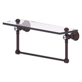  Carolina Crystal Collection 16'' Glass Shelf with Integrated Towel Bar in Antique Bronze, 16'' W x 5-9/16'' D x 7'' H