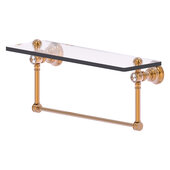 Carolina Crystal Collection 16'' Glass Shelf with Integrated Towel Bar in Brushed Bronze, 16'' W x 5-9/16'' D x 7'' H