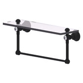 Carolina Crystal Collection 16'' Glass Shelf with Integrated Towel Bar in Matte Black, 16'' W x 5-9/16'' D x 7'' H