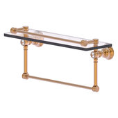  Carolina Crystal Collection 16'' Gallery Glass Shelf with Towel Bar in Brushed Bronze, 16'' W x 5-9/16'' D x 7-3/8'' H